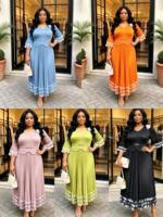 Ventes directes d'usine Sheen, robe longue maxi pour femmes, élégante, de haute qualité, originale, tendance, grande taille, plissée, manches courtes, style Miyaki
