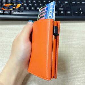 Porte-cartes automatique en alliage d'aluminium en cuir microfibre personnalisé, multi-emplacements pour cartes, portefeuille en métal - Product Image 3