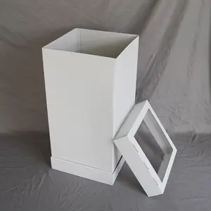 Caixa de embalagem de bolo transparente Caixas de padaria personalizadas com janela de 12 polegadas base lisa e tampa caixa de bolo alta