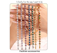 Ensemble de bijoux collier et bracelet en acier titane 3A avec zircon, pierres rondes multicolores, plaqué sous vide PVD, nouveau design