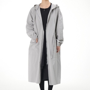 Gabardinas largas con capucha para mujer, talla grande, holgadas, de color liso, con cremallera, a la moda. - Product Image 6