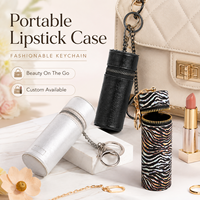 Porte-maquillage tendance, porte-clés, mini pochette, breloque, tube de rangement pour rouge à lèvres et baume à lèvres, porte-clés en cuir personnalisable