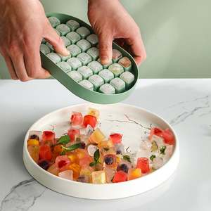 Plastic Ice <b>Cube</b> Tray with Lid Bin 72-<b>Cube</b> Mold Stackable Freezer-Safe Design Easy-Release Silicone Bottom Portable Sustainable - Product Image 4