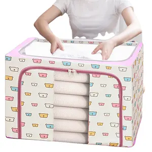 Grande boîte de rangement pliante en tissu Oxford boîte bagna transparente et étanche en gros boîte à vêtements couette boîte de rangement pour jouets en tissu