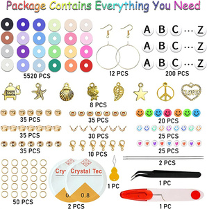 24 Màu Sắc Phẳng Vòng Polymer Đất Sét Hạt 6Mm Spacer Heishi Hạt Với Mặt Dây Chuyền Charms <span class=keywords><strong>Kit</strong></span> Đối Với Trang Sức Làm <span class=keywords><strong>Kit</strong></span> - Product Image 3