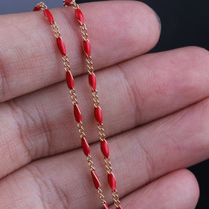 14K золотистые ювелирные изделия, разноцветные эмалевые цепочки 1,5 мм, 3 + 1, для изготовления ожерелий, браслетов, ювелирных изделий - Product Image 3