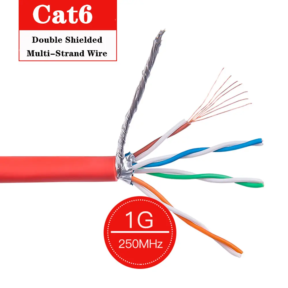 China Made 23awg Copper Cat 6 Cable 1000Mpbs/10G 250Mhz UTP RJ45 Network Roll Lan Cat6 Cable