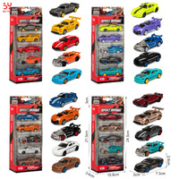 Voiture en alliage 5pcs 1:64 Ensemble promotionnel Simulation Miniature Diecast Toy Vehicles Sliding Alloy Fighter Plane Sports Car Toy