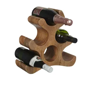 New Design Mango Wooden Texture Wine Rack 6 Bottles Stand Wine Bottle Holder For Bar Restaurant Hotel And Bar Decor Accessories