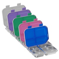 Boîte à lunch en acier inoxydable à 4 compartiments, passe au congélateur et au lave-vaisselle, conteneur bento de 1200 ml pour enfants de maternelle