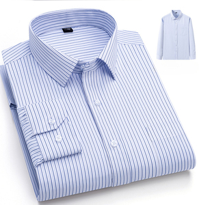 Camisas informales ajustadas de <span class=keywords><strong>manga</strong></span> <span class=keywords><strong>larga</strong></span> de algodón para <span class=keywords><strong>hombre</strong></span>, diseño formal liso a rayas, transpirable para la temporada de primavera - Product Image 3