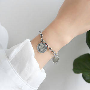 Bracelet vintage avec pendentif en forme de pièce de monnaie de <span class=keywords><strong>Napoléon</strong></span>, bracelet à breloques tendance pour femmes, argent sterling 925, bijoux fins personnalisés en gros - Product Image 2
