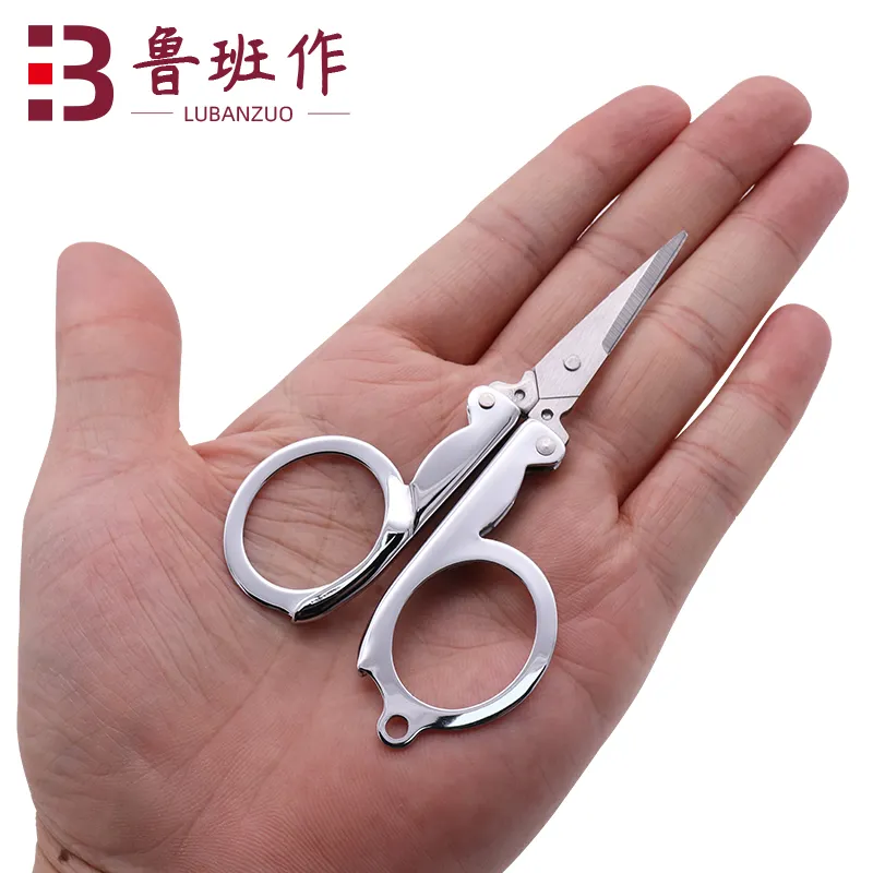 10.3cm silver multi-function stainless steel small size wholesale travel pocket folding scissors