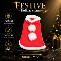 Cape de Noël rouge pour animaux de compagnie avec bordure en fourrure – Tenue de fête