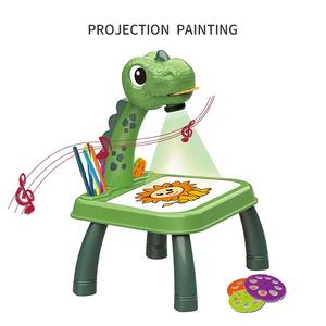 Eğitici çocuk projeksiyon çizim makine oyuncak eğitim masası dinozor boyama projektör oyuncak sesler - Product Image 2