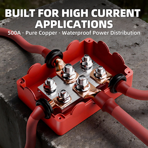 Barre omnibus solaire en cuivre 500A 48V CC en vrac avec goujons 4*5/16"(M8)+2*3/8"(M10), certifiée RoHS et CE, blocs de distribution pour bateaux et applications automobiles - Product Image 5