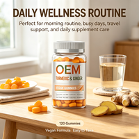 Gummies véganes au curcuma et au gingembre saveur pêche, sans OGM, sans gluten, 120 unités, complément alimentaire OEM