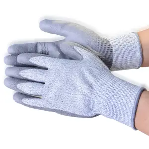 5级HPPE PU涂层耐切割手套防滑手套拿玻璃手套