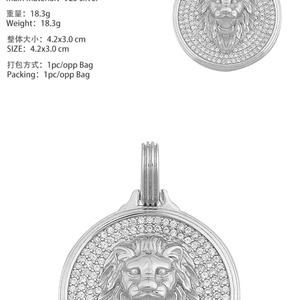 Joyería Personalizada Popular de Hip Hop, Collar con Colgante de Cabeza de León en Plata de Ley 925 con Incrustaciones de Diamantes de Imitación para Hombre - Product Image 6