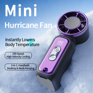 Ventilateur portable sans pales rechargeable en plastique avec affichage LED, 6 vitesses, flux d'air turbo, pour extérieur - Product Image 3