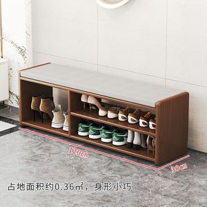 Panca Portascarpe in Legno Massello con Cuscino Morbido - Scaffale Multistrato Semplice per <span class=keywords><strong>Ingresso</strong></span> di Casa, Dormitorio - Product Image 5