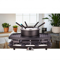 Koreanischer Elektrischer Antihaft-PTFE-Raclette und Fondue-Multifunktionsgrill mit Rauchfreier Abnehmbarer Platte für Innenräume