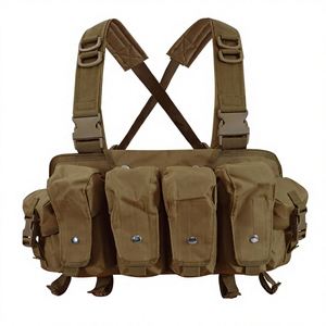 Factory Tactical <b>Chest</b> Vest 7 Pockets Microfiber Synthetic Leather Adjustable X Harness Design for Men Women Outdoor Activity - Product Image 1