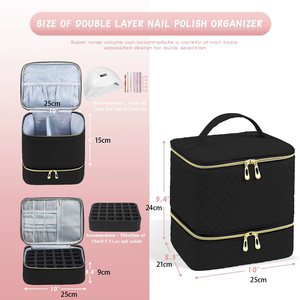 Estuche organizador de doble capa para almacenamiento de esmaltes de uñas, con capacidad para 30 botellas y lámpara de uñas, al por mayor. - Product Image 1