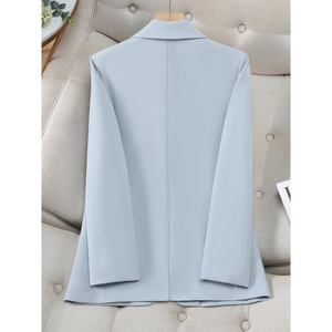 Women's Blazer Long Sleeve Light Blue Anti-Wrinkle Commute Wear - Product Image 4