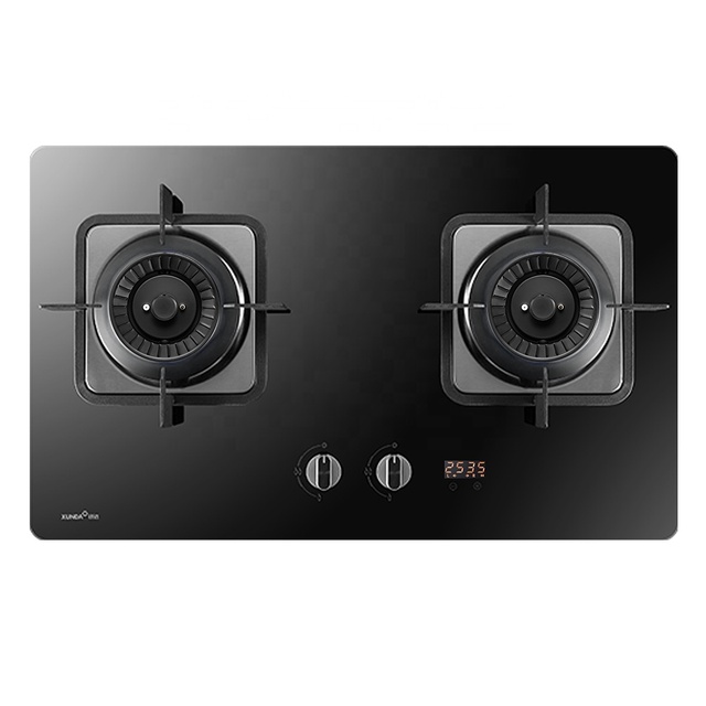 Xunda Smart Kitchen Appliances Double Burner Gas Stove Built-In 2 Burner Gas Hob Glass Top Gas Cooker