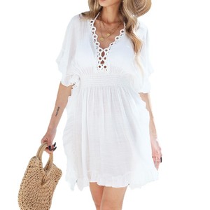 Nuevo Vestido de <span class=keywords><strong>Playa</strong></span> Hueco Transfronterizo sin Mangas de Gasa con Patrón Liso 100% Poliéster, Blusa de Cubierta Exterior para Bikini - Product Image 5