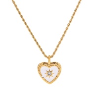 Collier pour femme en acier inoxydable style européen et américain, avec coquille, nacre et diamants, chaîne en bambou, classique et tendance