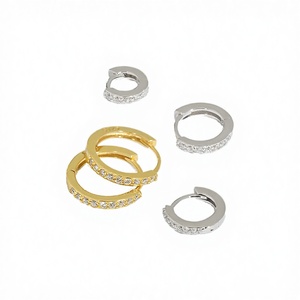 Wholesale Trendy Multi Sizes Huggie Earrings Sterling Silver 18K <b>Gold</b> Rhodium Plated Women's Engagement & Anniversary - Product Image 2