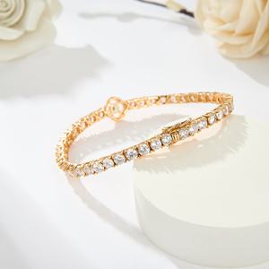 Gelang Cleef daun semanggi elegan mode wanita perhiasan rantai CZ zirkon wanita 14K 18K gelang tenis emas - Product Image 5