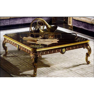 Table d'appoint centrale de style <span class=keywords><strong>baroque</strong></span> classique européen, sculptée à la main, avec accents dorés, table d'appoint en bois de luxe avec feuille d'<span class=keywords><strong>or</strong></span> - Product Image 3