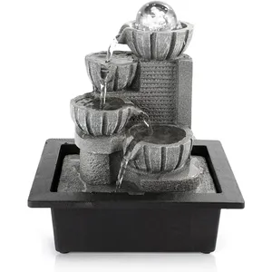 Fontaine d'eau de bureau LED avec cascade apaisante - Lumières changeantes de couleur Fontaine en résine pour la décoration moderne de la maison et cadeau <span class=keywords><strong>zen</strong></span> - Product Image 3