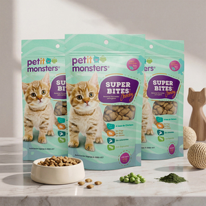 Custom Printed Smell Proof Stand Up Zipper Pouch Bag Clear <b>Window</b> for Freeze Dried Cat Treats Pet Food Snacks Packaging Doypack - Product Image 3