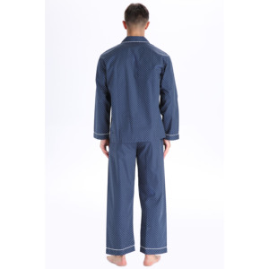 <span class=keywords><strong>Pigiama</strong></span> da <span class=keywords><strong>uomo</strong></span> in 100% cotone stile coreano <span class=keywords><strong>a</strong></span> <span class=keywords><strong>righe</strong></span>, maniche lunghe, termico e traspirante - Set da 2 pezzi - Product Image 4