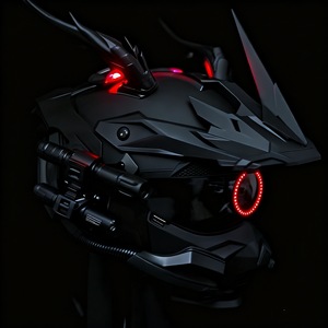 Casque intégral Cyberpunk Hero Series Kylin avec éclairage LED, style Mecha, modifiable, premium, pour cosplay et moto - Product Image 3