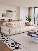 Canapé en cuir luxueux, ensemble de canapés modernes et simples pour salon, ensemble de canapés nuages crème de luxe léger de style français, mobilier
