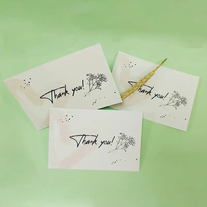 중국 공장 하이 퀄리티 인사말 카드 웨딩 카드 사업을 홍보하기위한 양각 로고와 구매 카드에 대한 감사