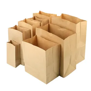 Prezzo all'ingrosso di fabbrica personalizzato riciclabile marrone Kraft da asporto sacchetti di carta senza maniglia
