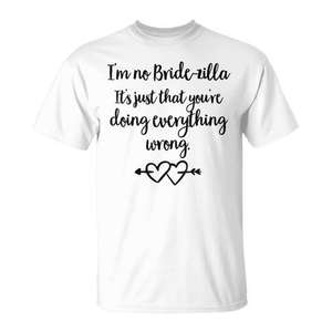 T-shirt Bridezilla blanc, t-shirt de mariage amusant pour demoiselles d'honneur, fête nuptiale, unisexe, en coton, col rond, manches courtes - Product Image 1