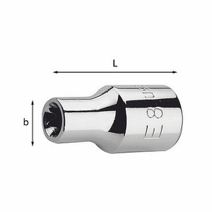 TORX®NTX 235 1/2 Clé à douille à chocs Douilles à embout profond Finition chromée Personnalisable OEM Système métrique Cr-Mo Matériau pour réparation - Product Image 1