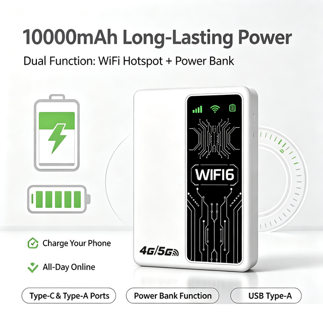 M20 4G LTE Portable Mobile Hotspot WiFi Router with 8000mAh Power Bank Android 6.0 Smart MIFI for Travel & Outdoor Use