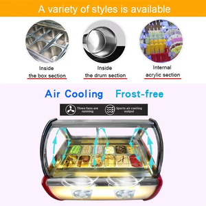Congelador pequeño de 12 bandejas con enfriamiento por aire para helados y pasteles, uso en restaurantes, acero inoxidable, 12 bandejas para exhibición de helados, leche y frutas - Product Image 3