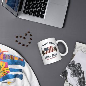 Mug en céramique noire écologique de style américain avec poignée à motif sublimé Liberté 1776-2026 pour usage domestique - Product Image 5