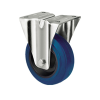 Roulettes industrielles robustes de style européen, en caoutchouc bleu élastique, avec trou de fixation, frein pivotant, 5 pouces