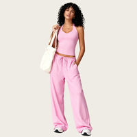Ensemble de yoga pour femmes, 2 pièces, haut de sport et pantalon large, vêtements de sport actifs