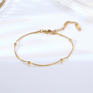 Minimalist 18K Golden Bangle Stainless Steel Ankle Jewelry Beads <b>Bracelet</b> for Women - Product Image 3